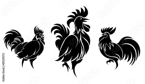 Set of cocks silhouettes