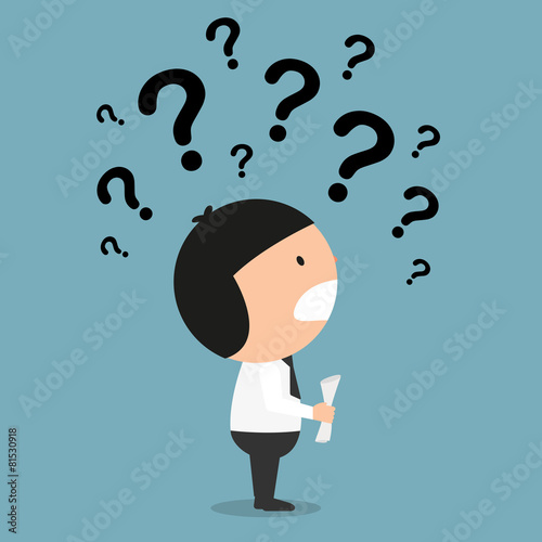 business thinking with question marks
