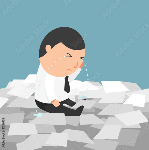 Busy life of businessman-the man crying because of having to do