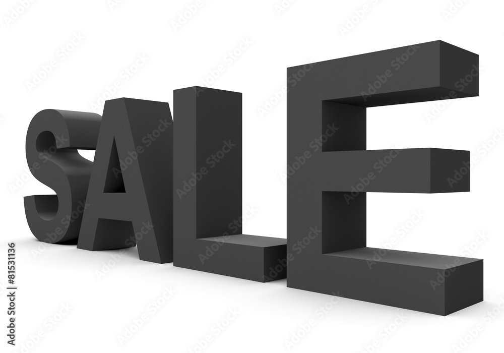 SALE - black 3d letters isolated on white SALE - black 3d letters isolated on white