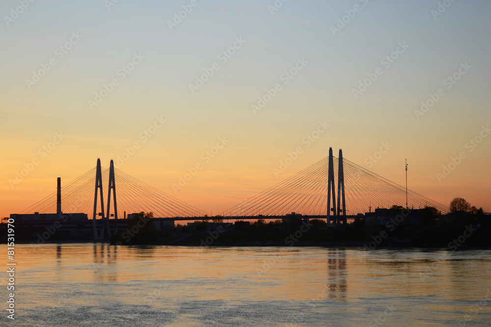 Cable-Stayed Bridge in St.Petersburg.