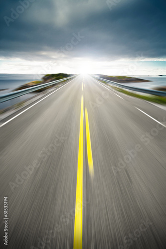 Coastal highway road in motion