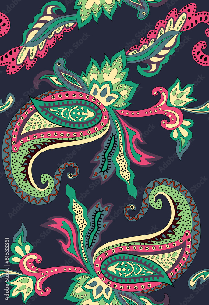 Paisley pattern on black background