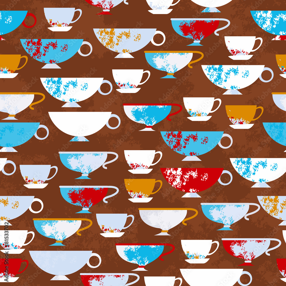 Coffe cups seamless pattern