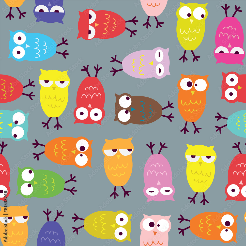 Fototapeta premium Owl seamless pattern