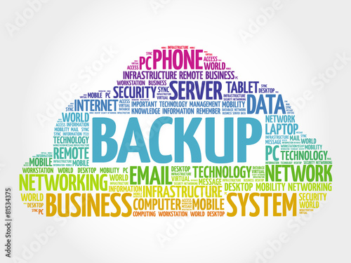 BACKUP word cloud, business concept