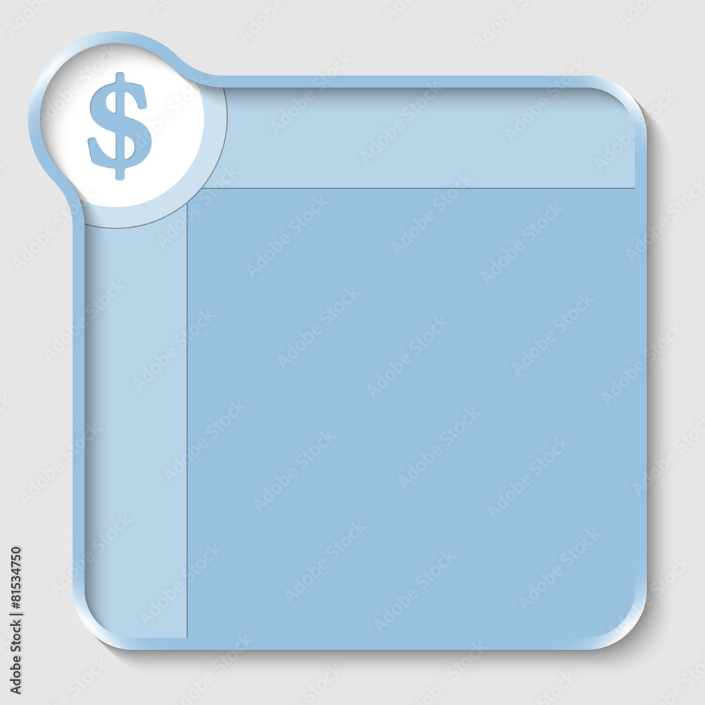 blue text box for entering text and dollar icon blue text box for entering text and dollar icon