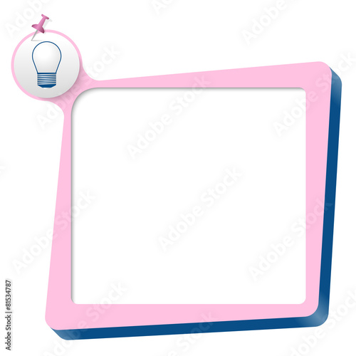 pink text box and blue bulb icon