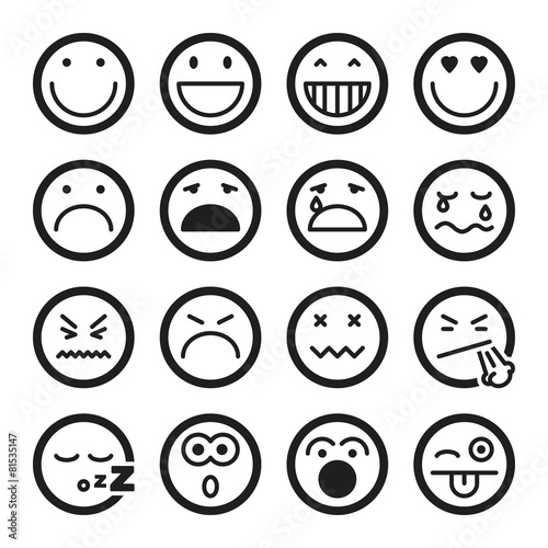 Smiley flat icons. Black