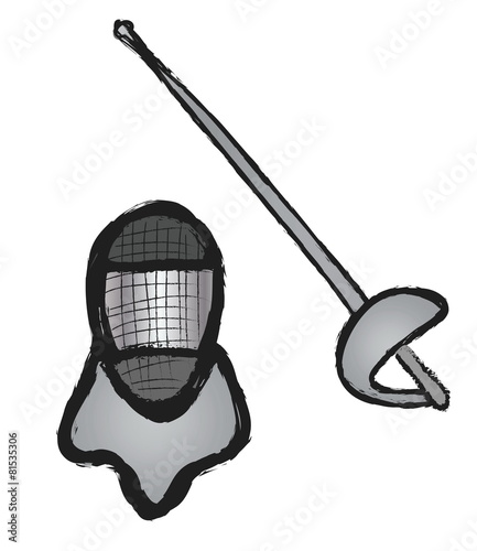 Photography doodle sword and helmet mask icon