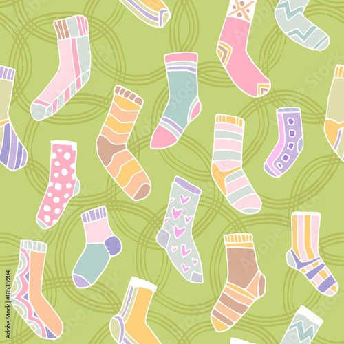 Seamless pattern with cute socks