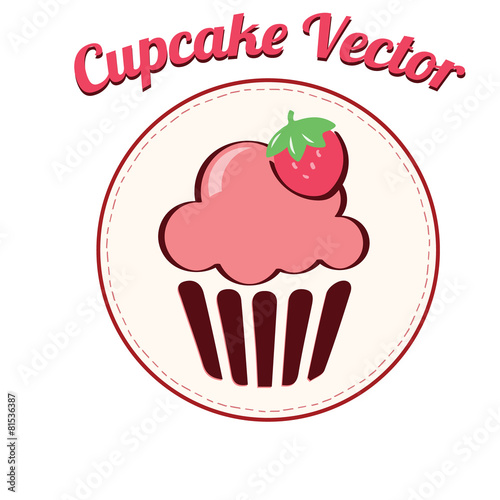 Cupcake yummy pink retro bakery logo badges and labels