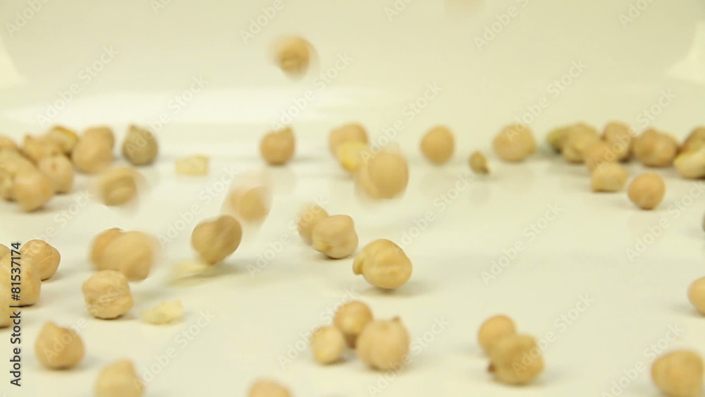 Chickpeas sprinkled on a white background Chickpeas sprinkled on a white background