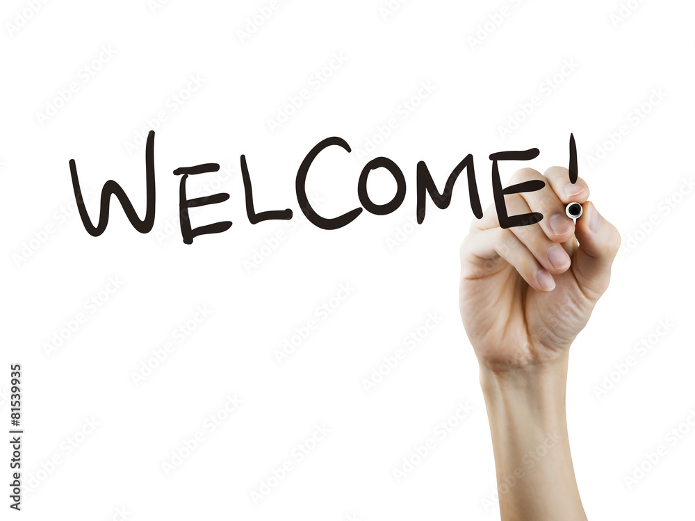 welcome word written by hand welcome word written by hand
