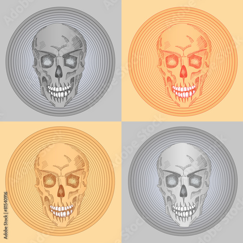 Four Skulls with shading