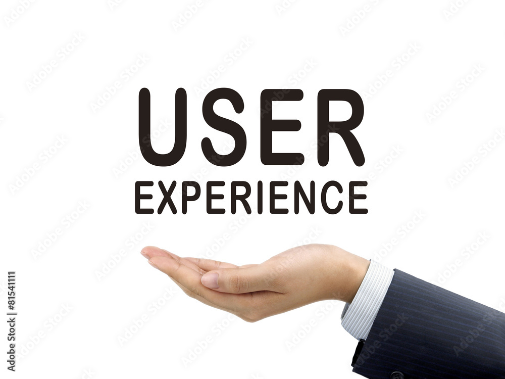 user experience words holding by businessman's hand user experience words holding by businessman's hand