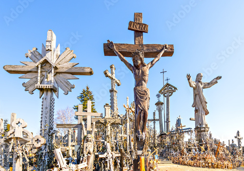 Hill of the Crosses in Lithuania is famous place for pilgrimage photo