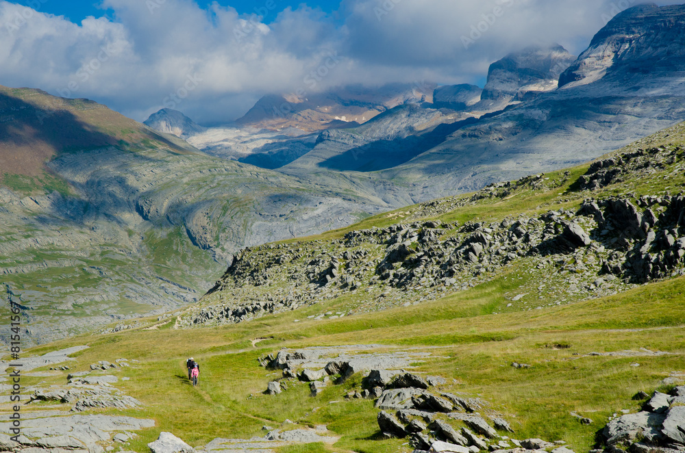 Two peple hiking in the Spanish Pyrenees (GR11 trail)