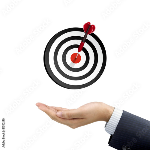 businessman's hand holding target button