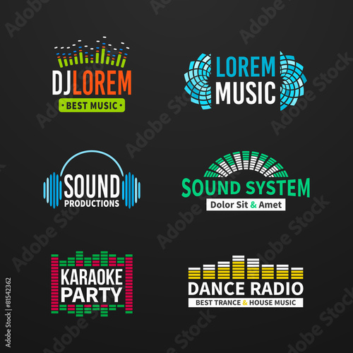 Fourth set music equalizer emblem vector on dark background