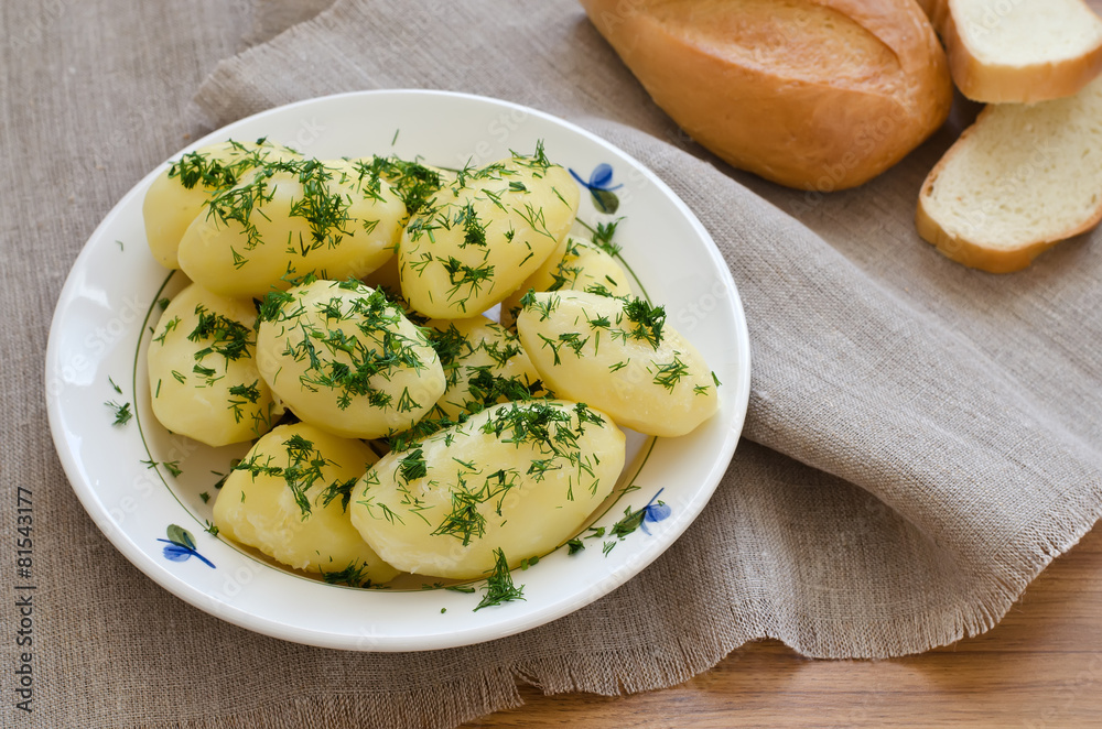 Boiled potatoes and bread Boiled potatoes and bread