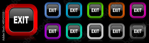 exit vector icon set