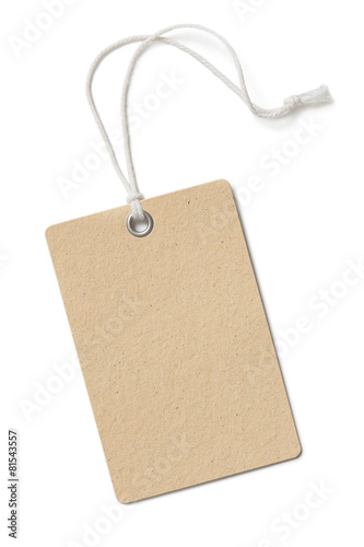 Blank brown cardboard price tag or label isolated