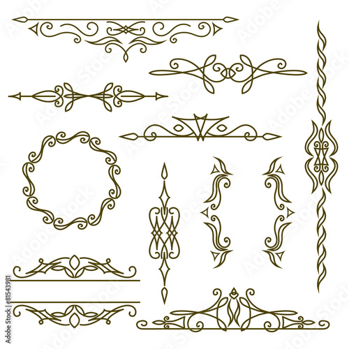 Monogram design elements, graceful template. Elegant line art