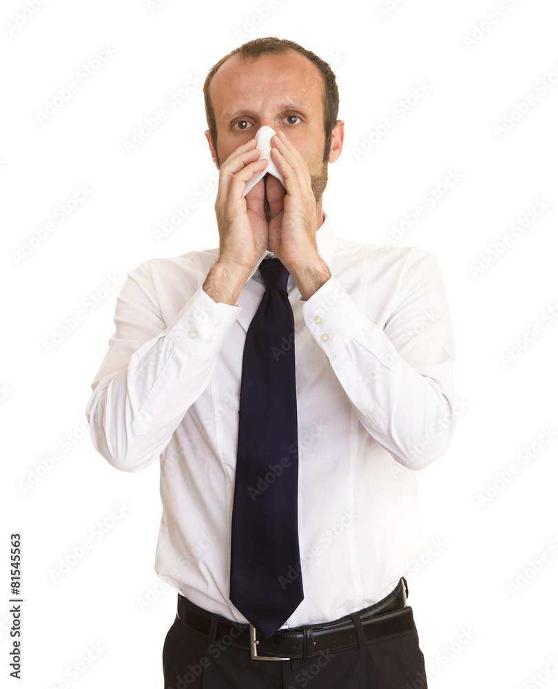Businessman suffering from a cold Businessman suffering from a cold