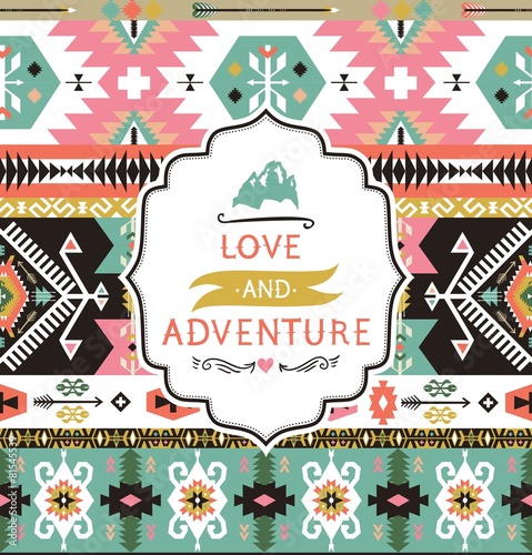 Vector seamless colorful tribal pattern