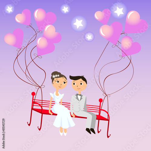 Young couple sitting on a bench
