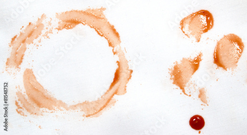 ketchup stains on white cloth