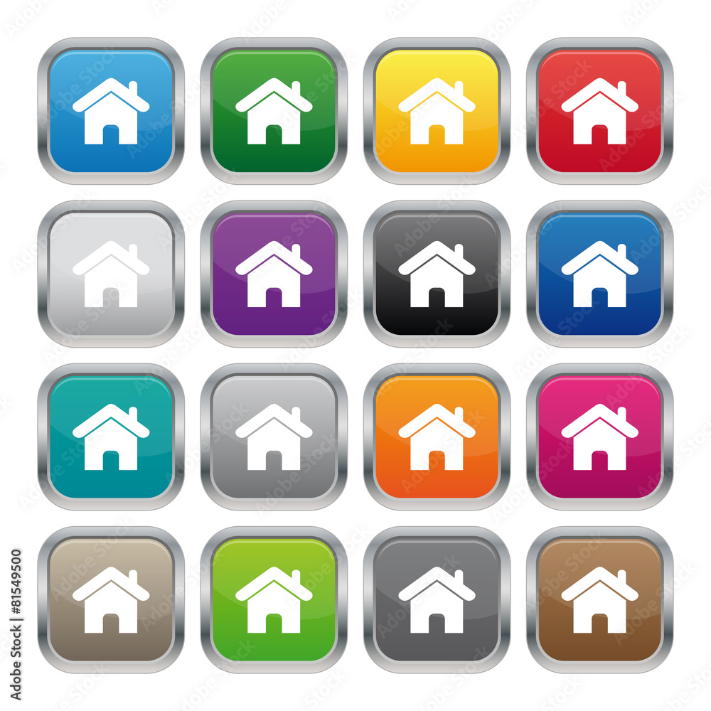 Home metallic square buttons Home metallic square buttons