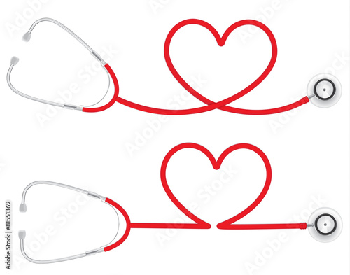 Stethoscope Heart Shape, medical concept, vector 10