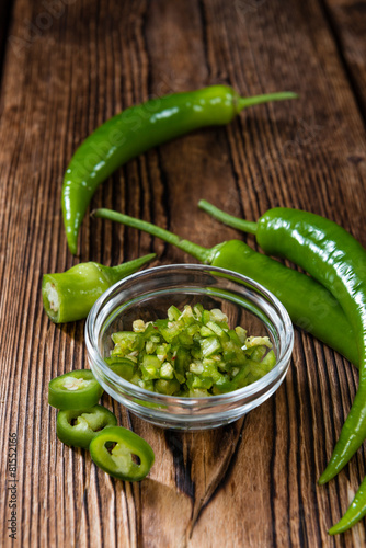 Canvas Print Portion of green Chilis