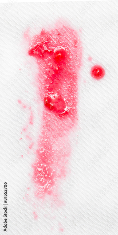 raspberry jam stains on white cloth