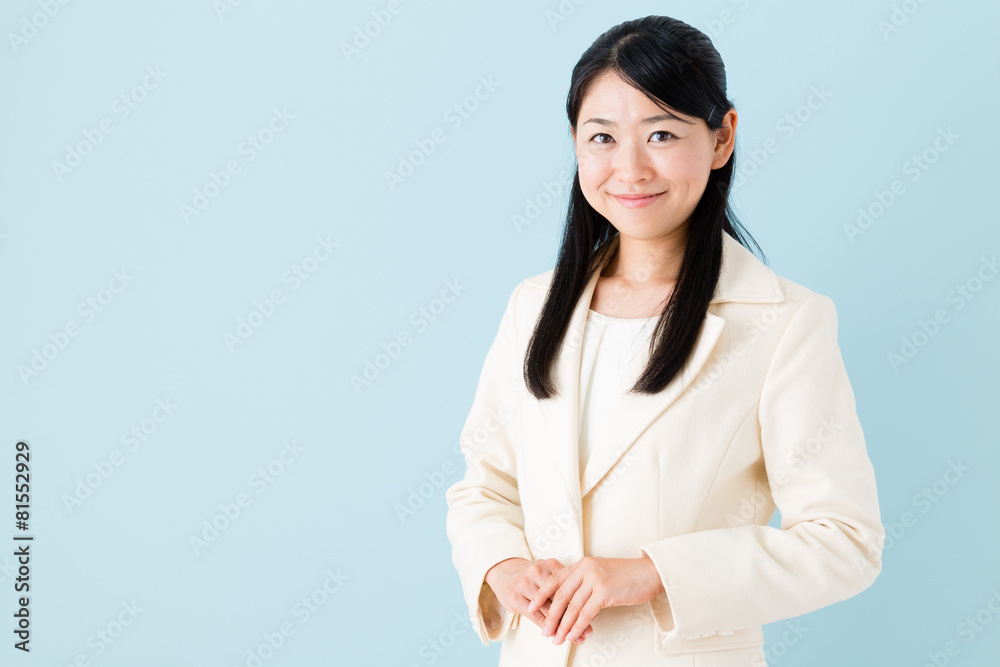 asian businesswoman on blue background asian businesswoman on blue background