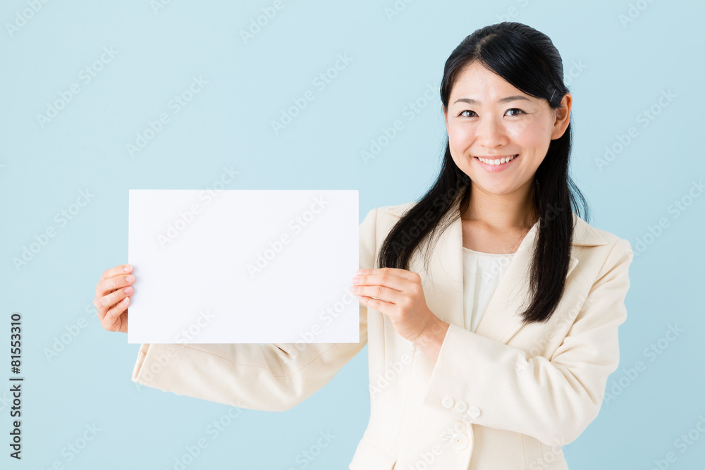 asian businesswoman on blue background asian businesswoman on blue background