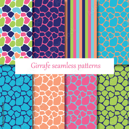 Giraffe seamless pattern set