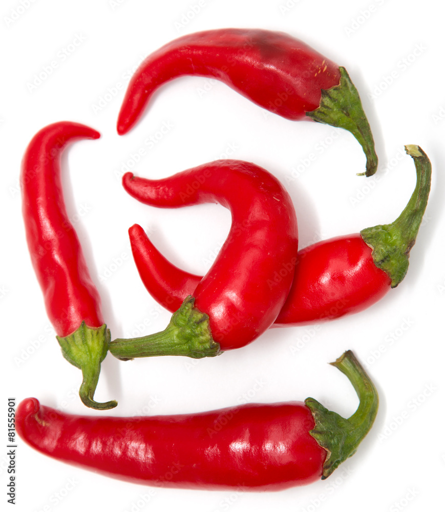 red hot peppers on white red hot peppers on white