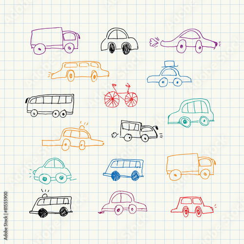 Cars doodles set