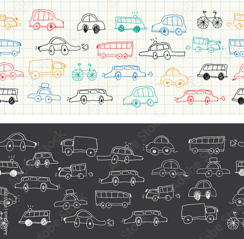 Cars doodles seamless