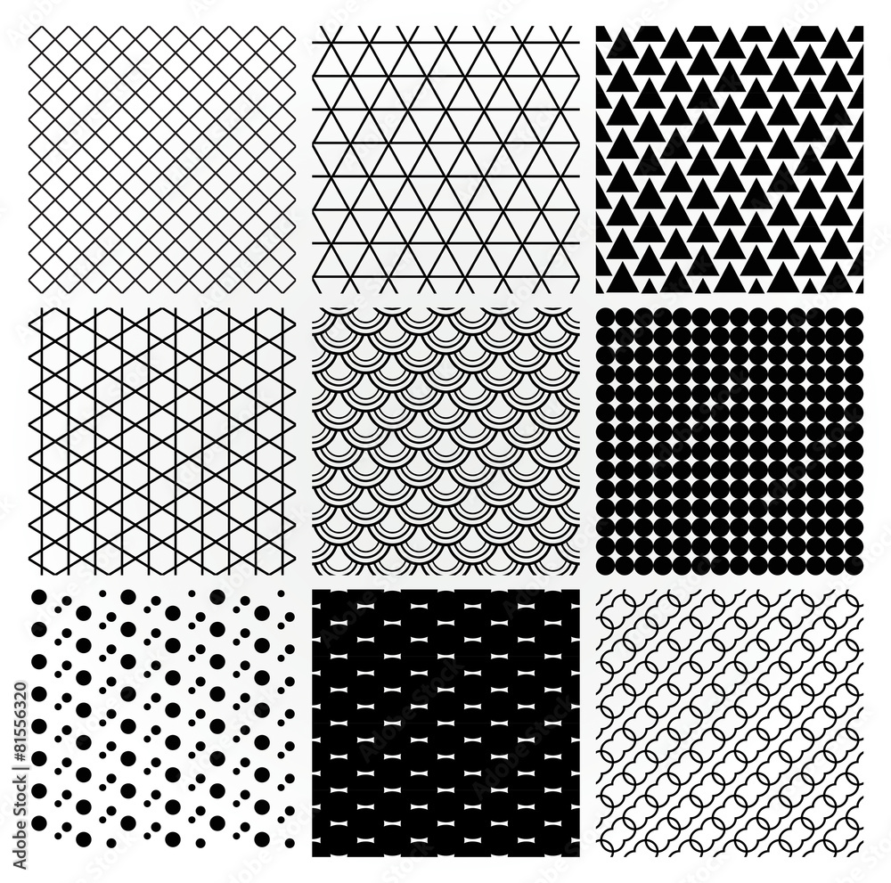 Geometric Monochrome Seamless Background Patterns Geometric Monochrome Seamless Background Patterns
