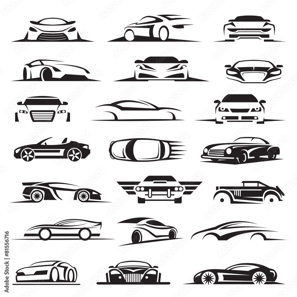 Obraz premium zestaw dwudziestu jeden ikon samochodów