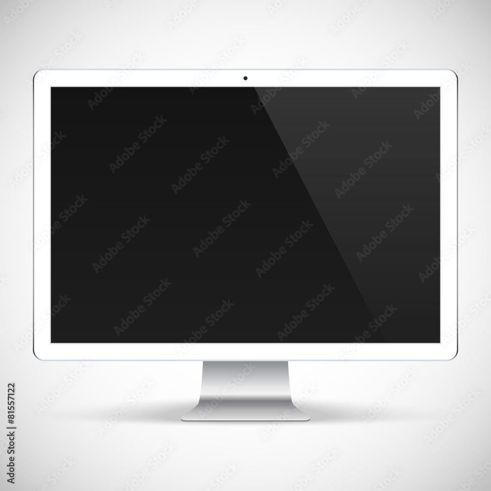 realistic detailed monitor isolated on a gray background
