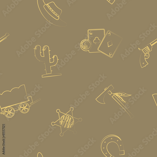 Seamless background with cowboys and wild west theme