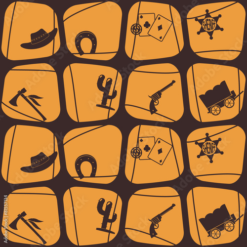 Seamless background with cowboys and wild west theme