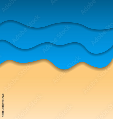Summertime beach background, paper cut style