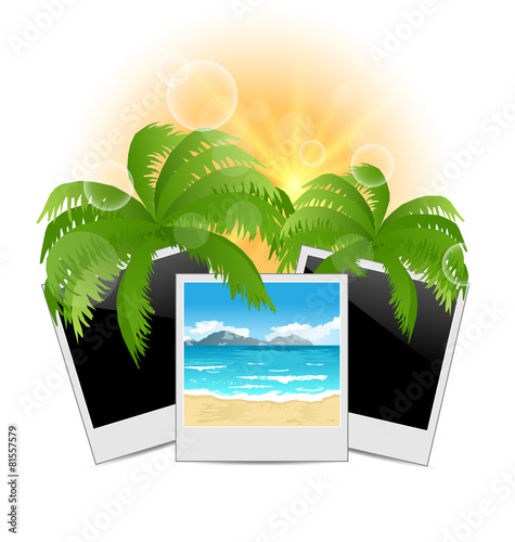 Summertime background with set photo frames