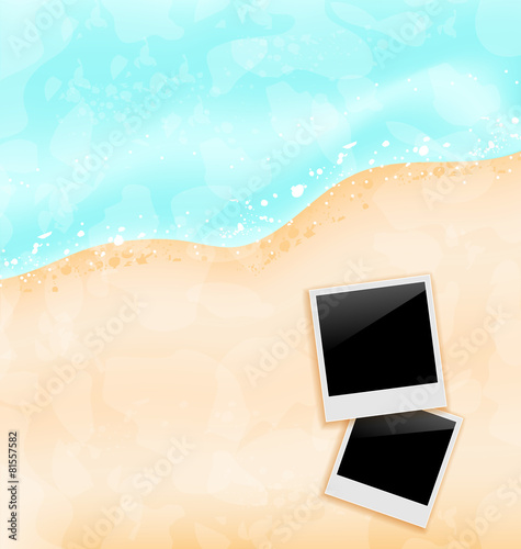 Beach background with set photo frames